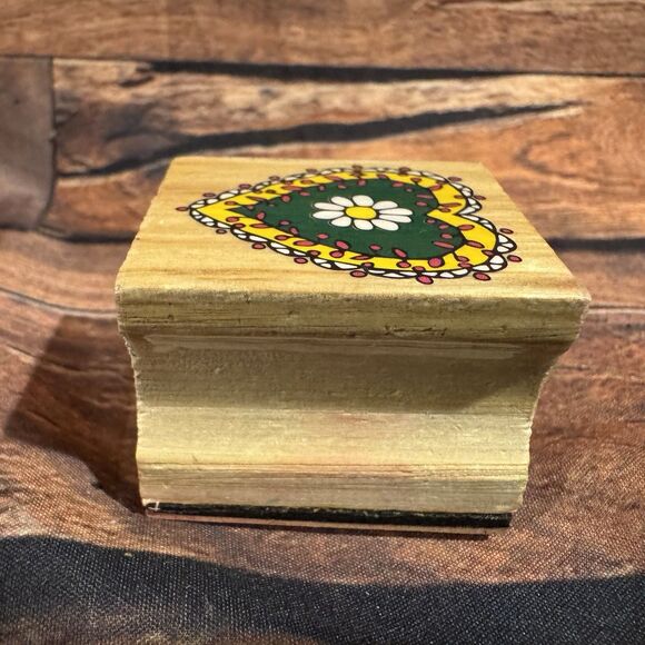 Flower & Heart Rubber Stamp Wooden Mounted Crafting Scrapbooking Cards Floral - Picture 6 of 9